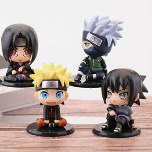 Naruto Chibi Figure Set Naruto Kakashi Sasuke Itachi 4pc Anime Display